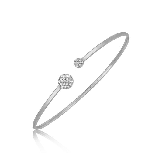 14k white gold bangle with two pavé diamond discs, 0.25 ct, Avera Group
