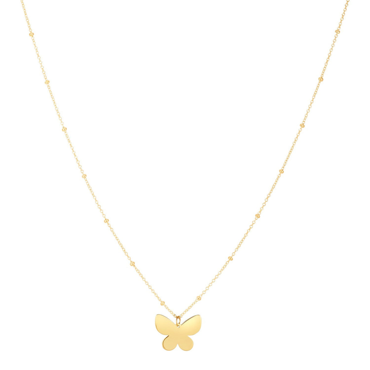14k yellow gold Papillon butterfly necklace with etched details by Avera Group