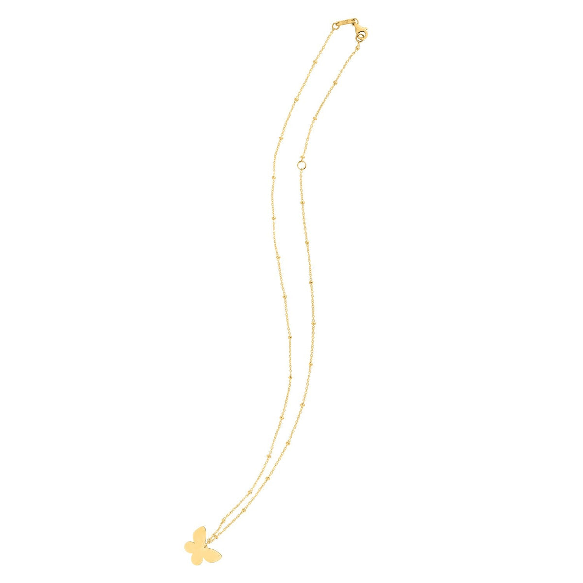 14k yellow gold Papillon butterfly necklace with etched details, Avera Group, view 3