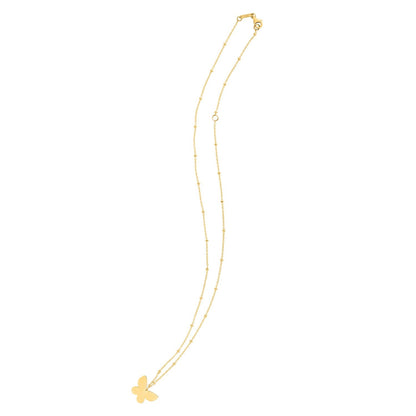 14k yellow gold Papillon butterfly necklace with etched details, Avera Group, view 3