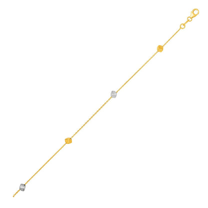 14k two-tone gold bracelet with polished cubes by Avera Group