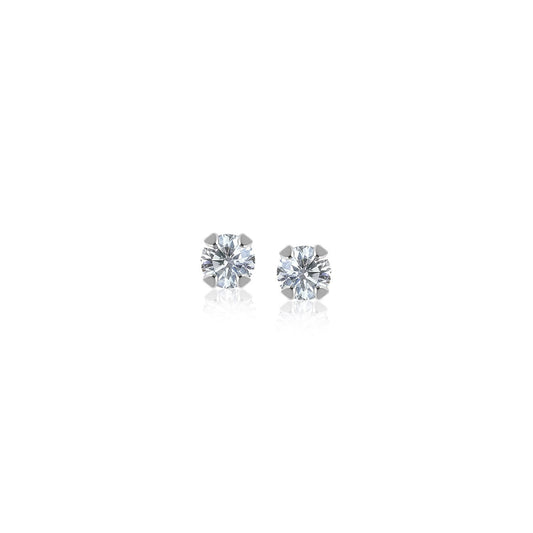 14k white gold stud earrings with 2mm white cubic zirconia by Avera Group