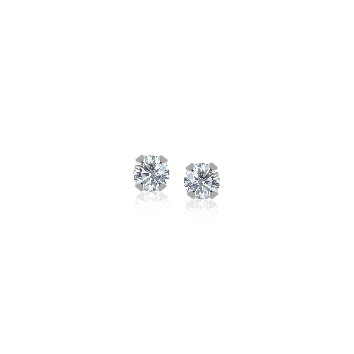 14k white gold four-prong stud earrings with 2mm white cubic zirconia by Avera Group