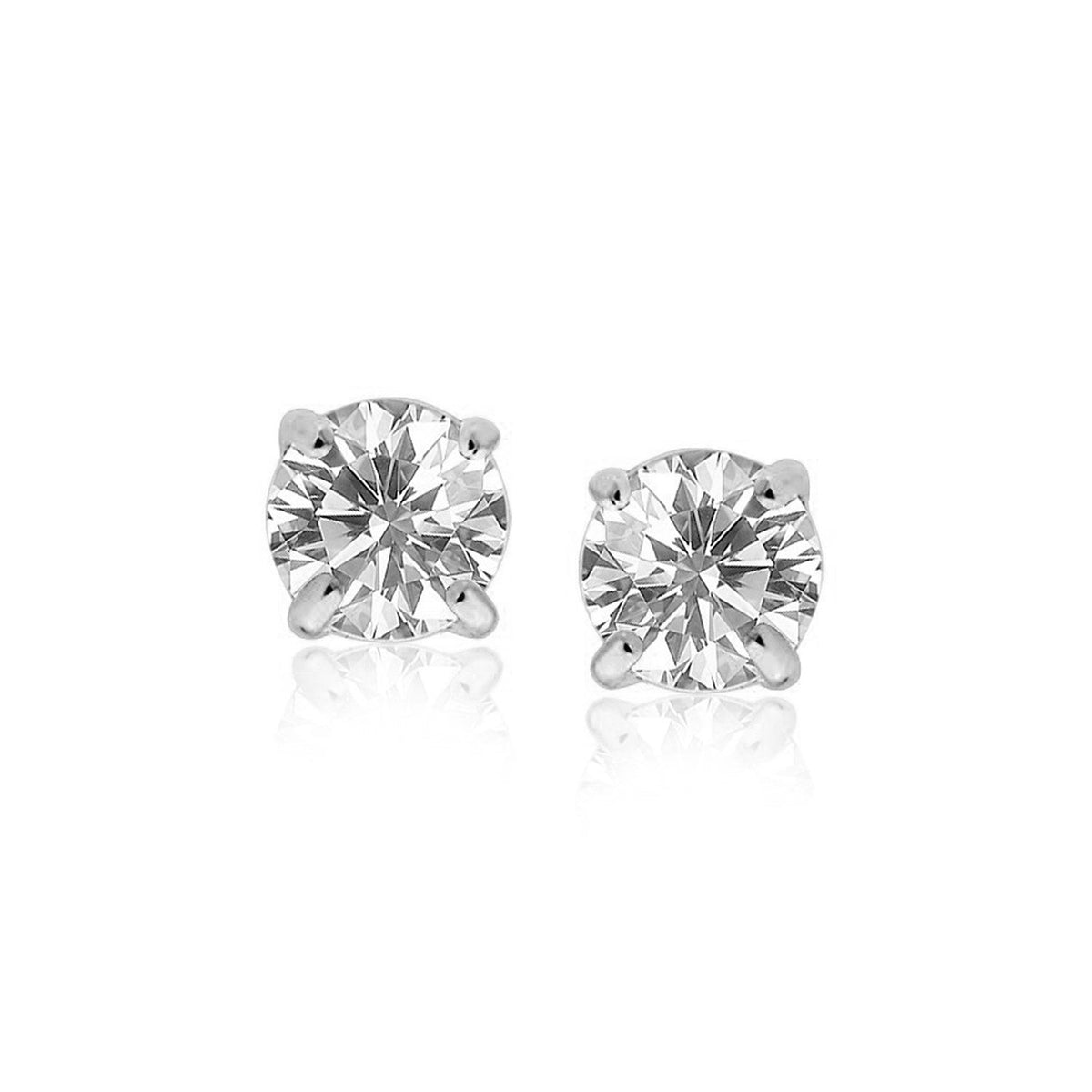 Sterling Silver Stud Earring with White Hue Faceted Cubic Zirconia by Avera Group