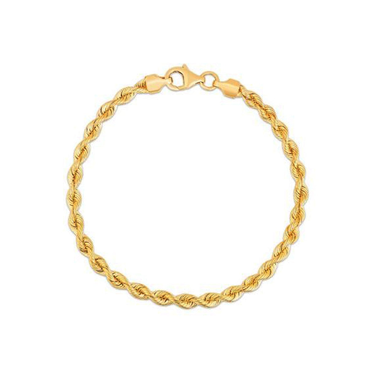 Silk Rope Chain Bracelet in 14k Yellow Gold (3.70 mm) by Avera Group