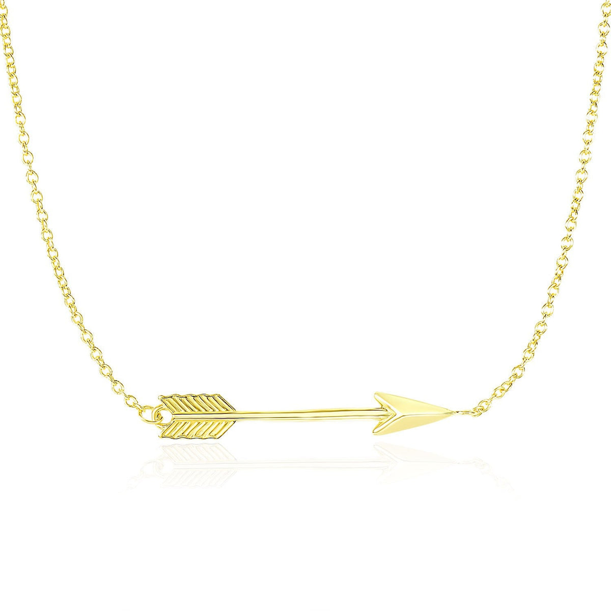 14k yellow gold chain necklace with horizontal arrow pendant, Avera Group