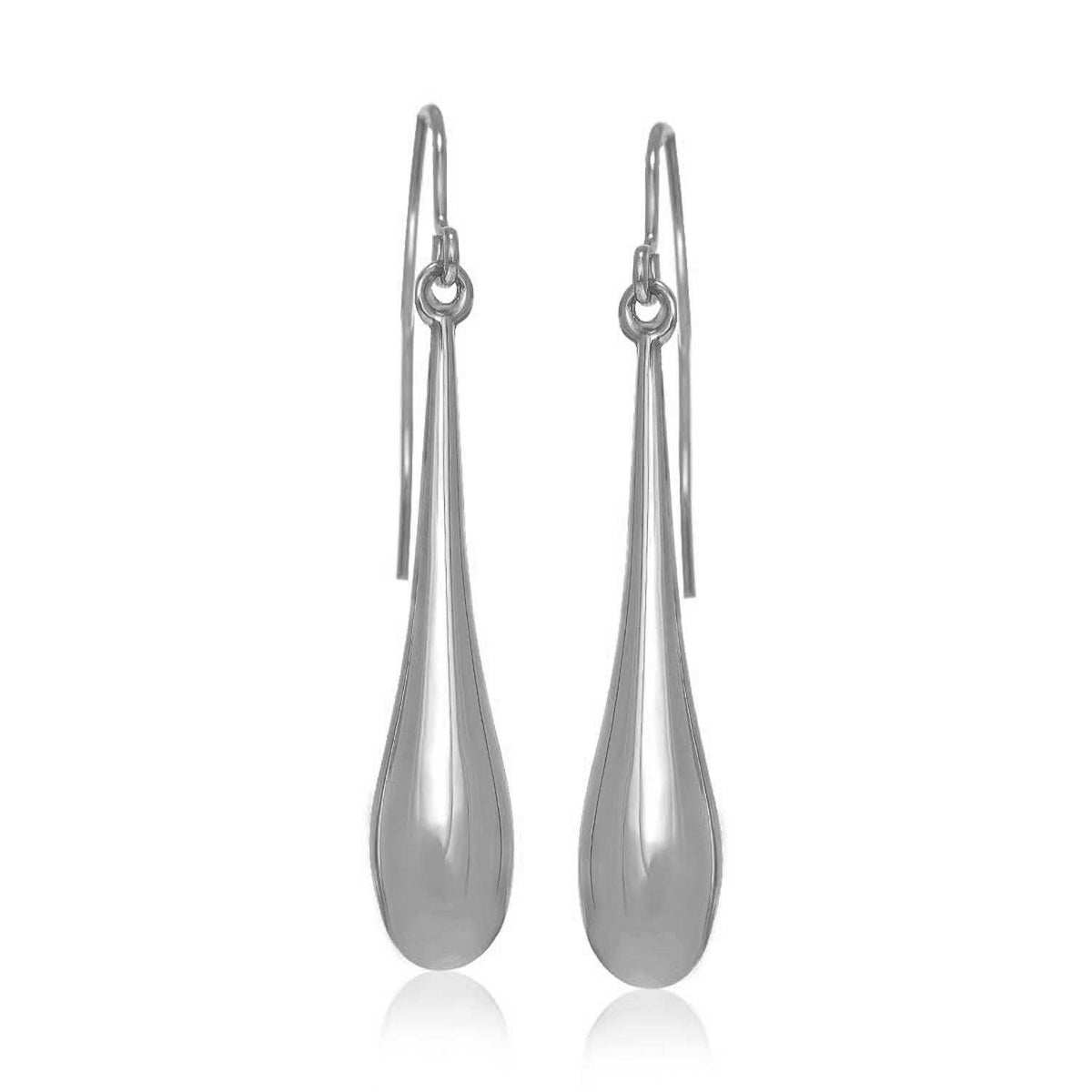 14k white gold long polished teardrop dangle earrings, Avera Group
