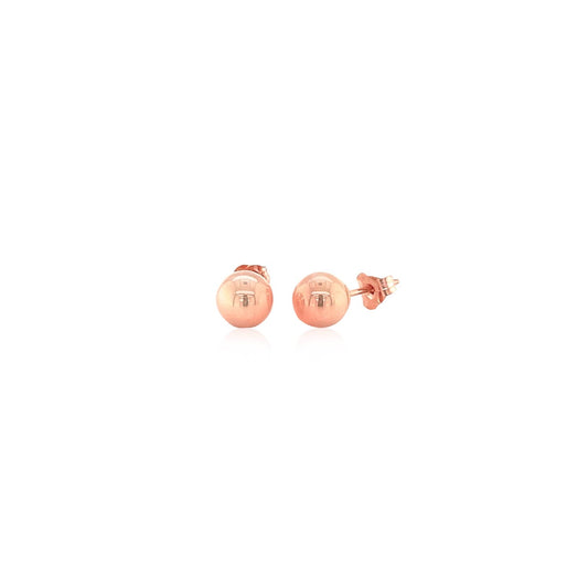 14k rose gold 6mm round stud earrings, Avera Group, view 2