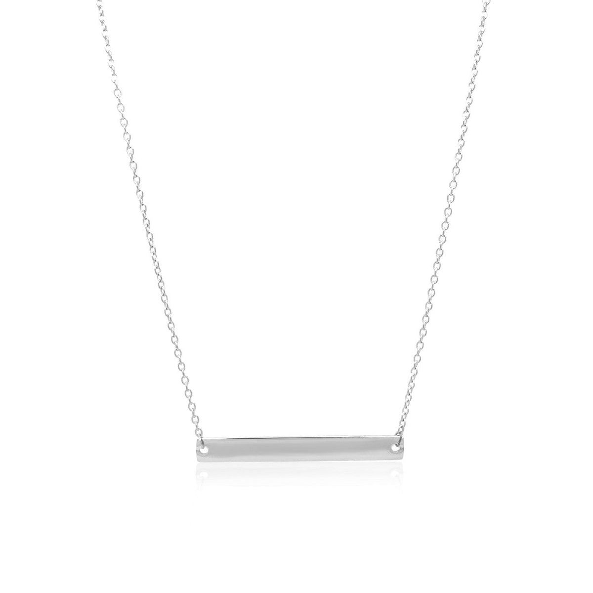 14k white gold flat horizontal bar necklace on an 18 inch chain by Avera Group, view 2