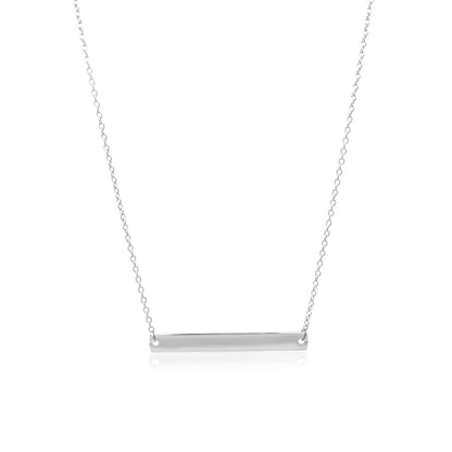 14k white gold flat horizontal bar necklace on an 18 inch chain by Avera Group, view 2