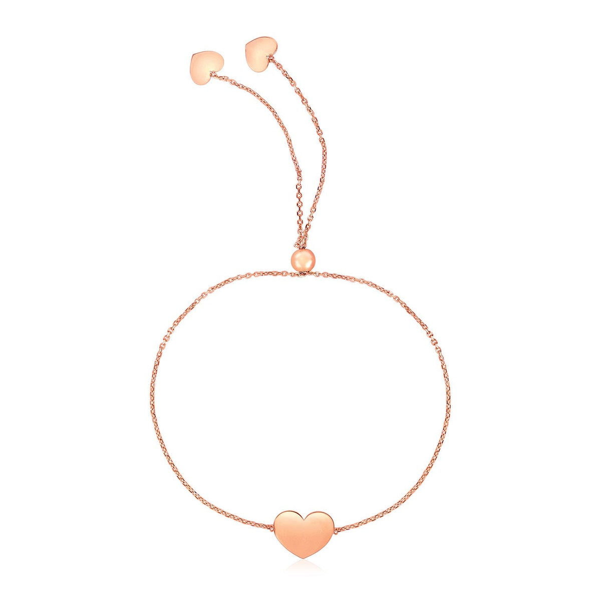 14k rose gold adjustable heart bracelet, Avera Group