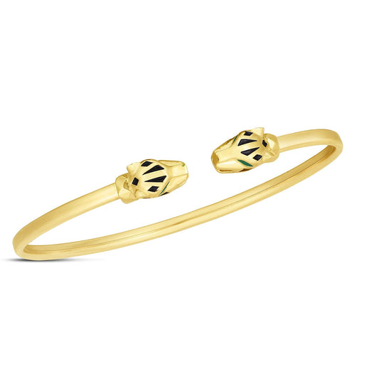 14k yellow gold panther bangle bracelet by Avera Group