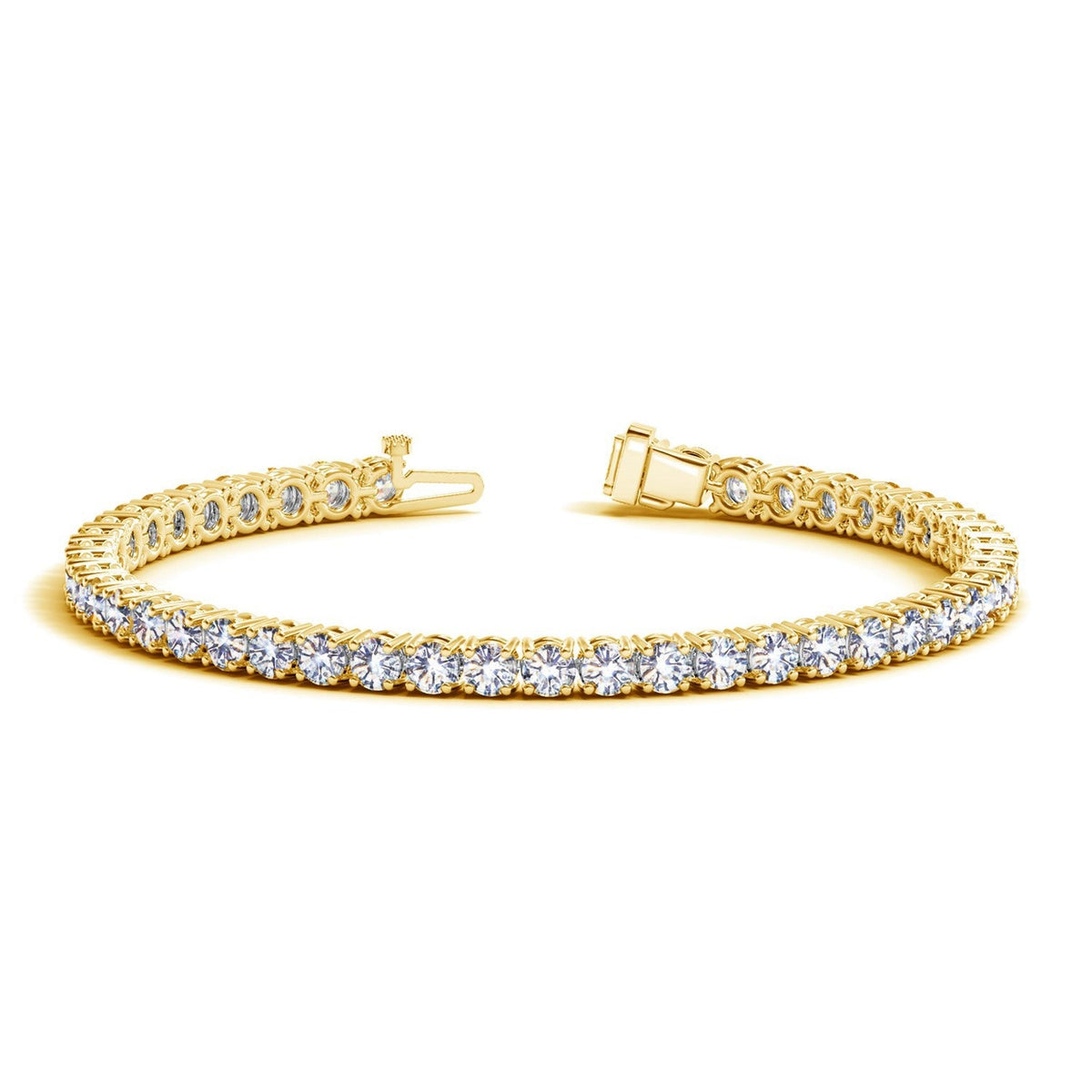 Lab Grown Round Diamond Tennis Bracelet in 14k Yellow Gold (8 cctw F/G VS2/SI1) by Avera Group