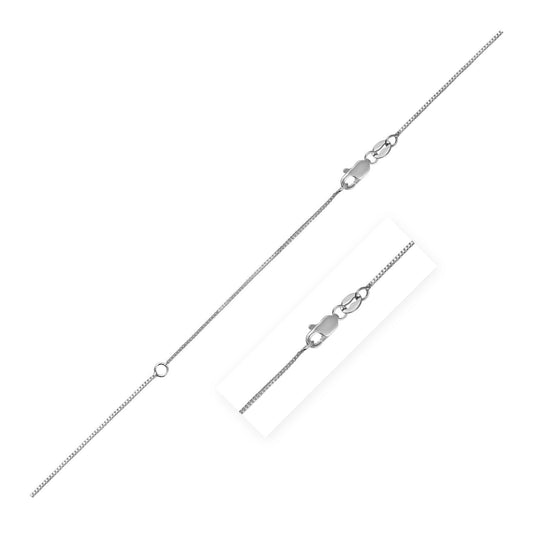 Extendable Box Chain in 14k White Gold (0.7mm) by Avera Group