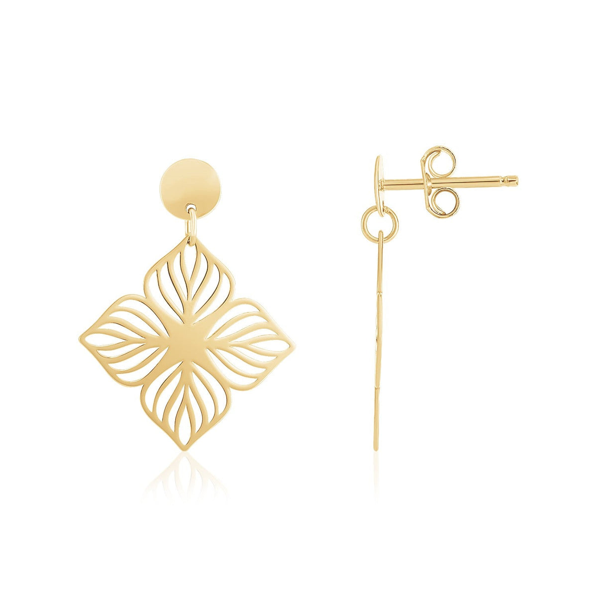 14k yellow gold high polish flower cutout earrings by Avera Group