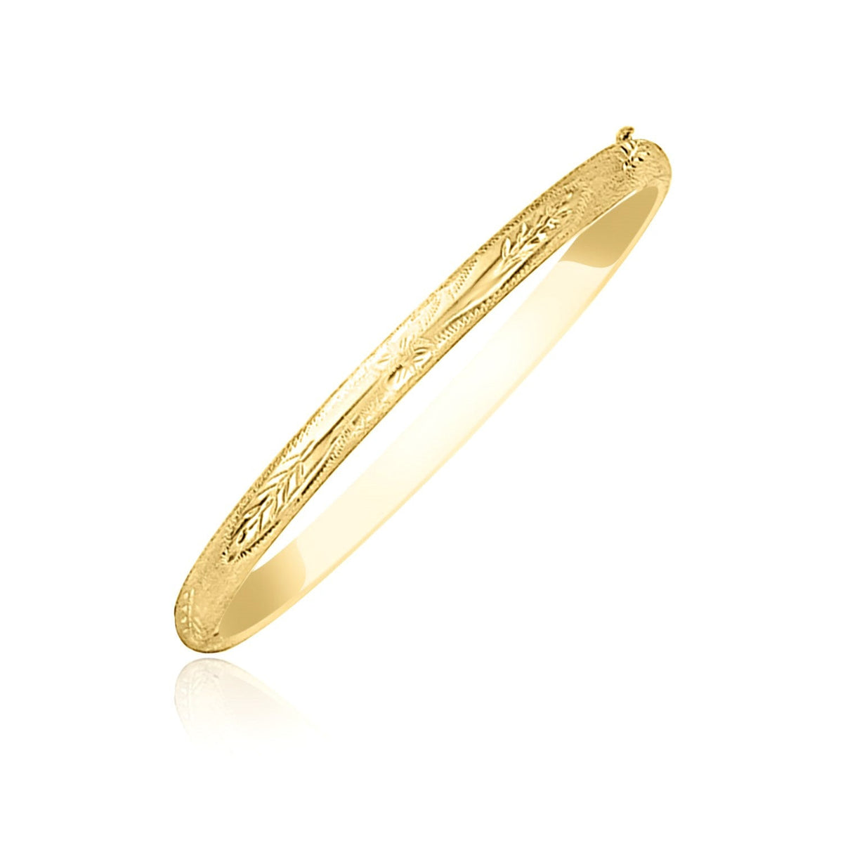 Avera Group 10K yellow gold botanical pattern Florentine bangle