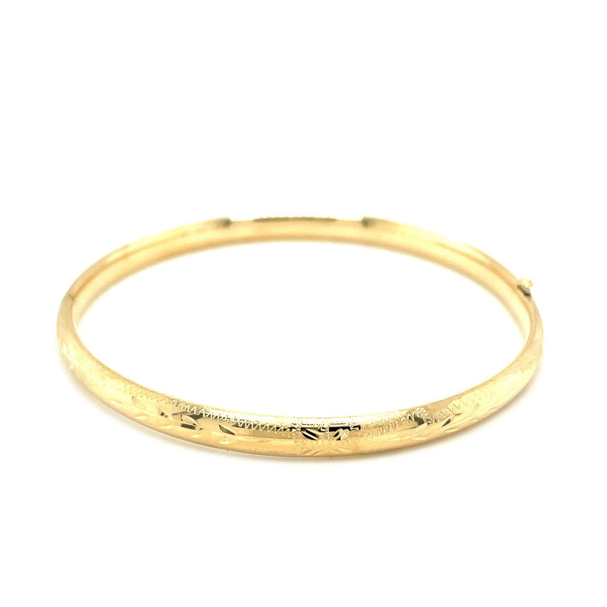 Avera Group 10K yellow gold botanical pattern Florentine bangle, view 2