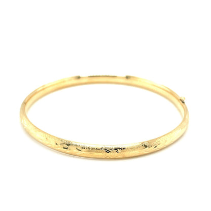 Avera Group 10K yellow gold botanical pattern Florentine bangle, view 2