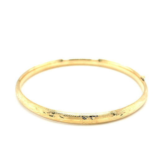 Avera Group 10K yellow gold botanical pattern Florentine bangle, view 2
