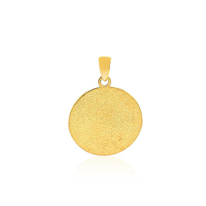 14k two-tone gold textured round religious medal pendant, 0.88 inch, by Avera Group, view 2