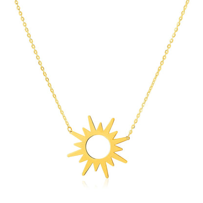 14k yellow gold polished sunburst necklace, 18 inch by Avera Group