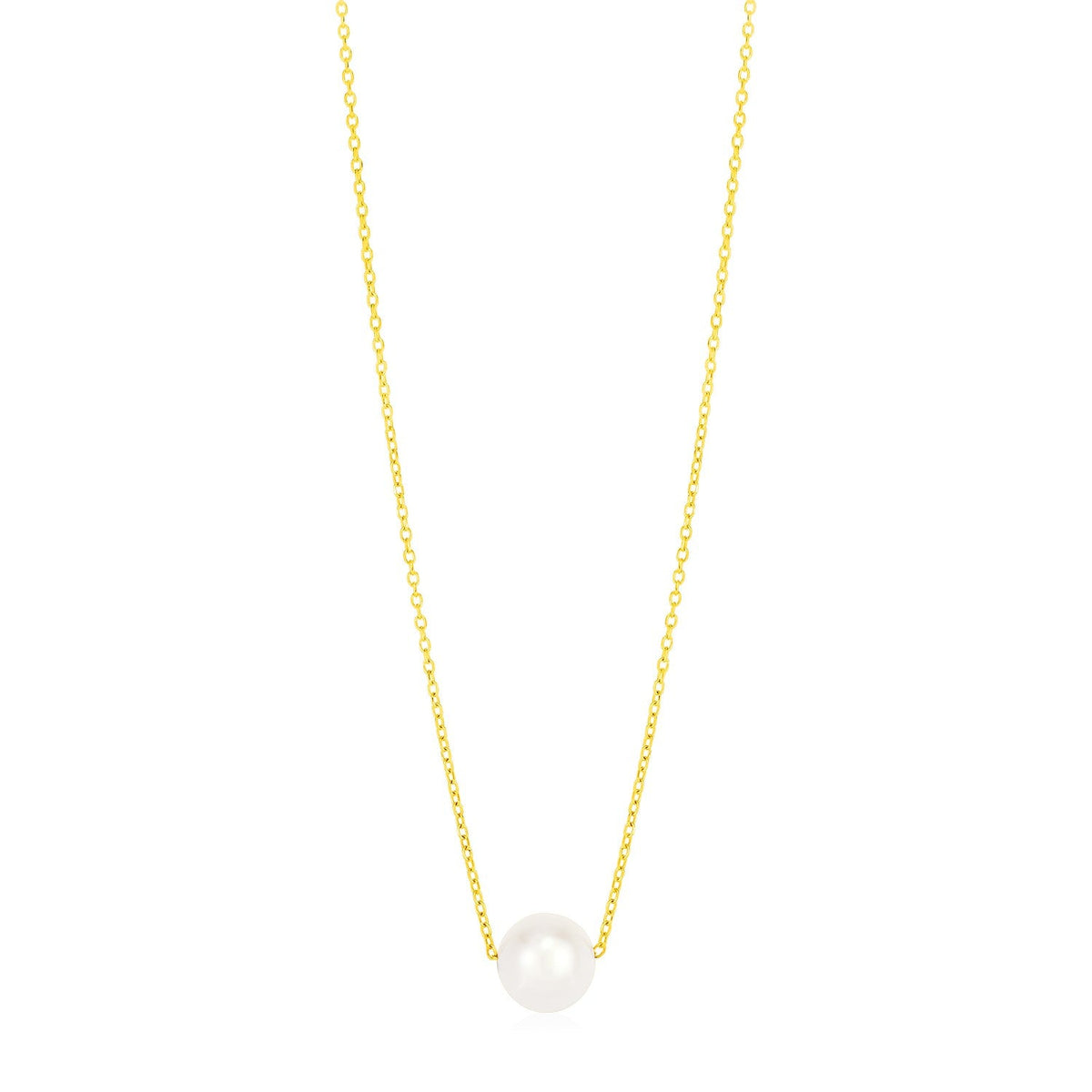 14k yellow gold pearl solitaire necklace by Avera Group