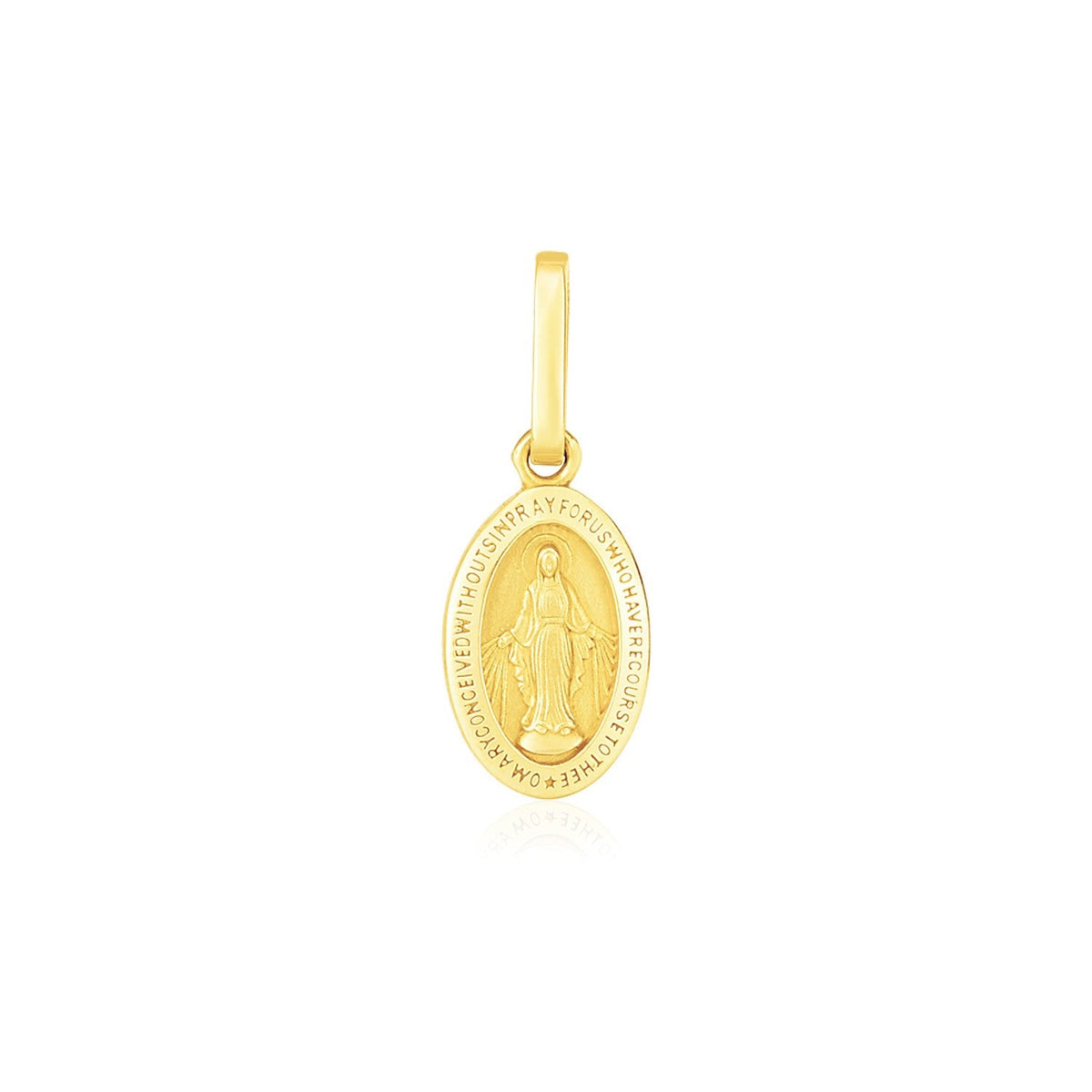 14k yellow gold oval religious medal pendant by Avera Group