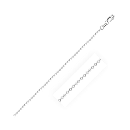 Avera Group 10K white gold diamond cut cable link chain, 0.87mm