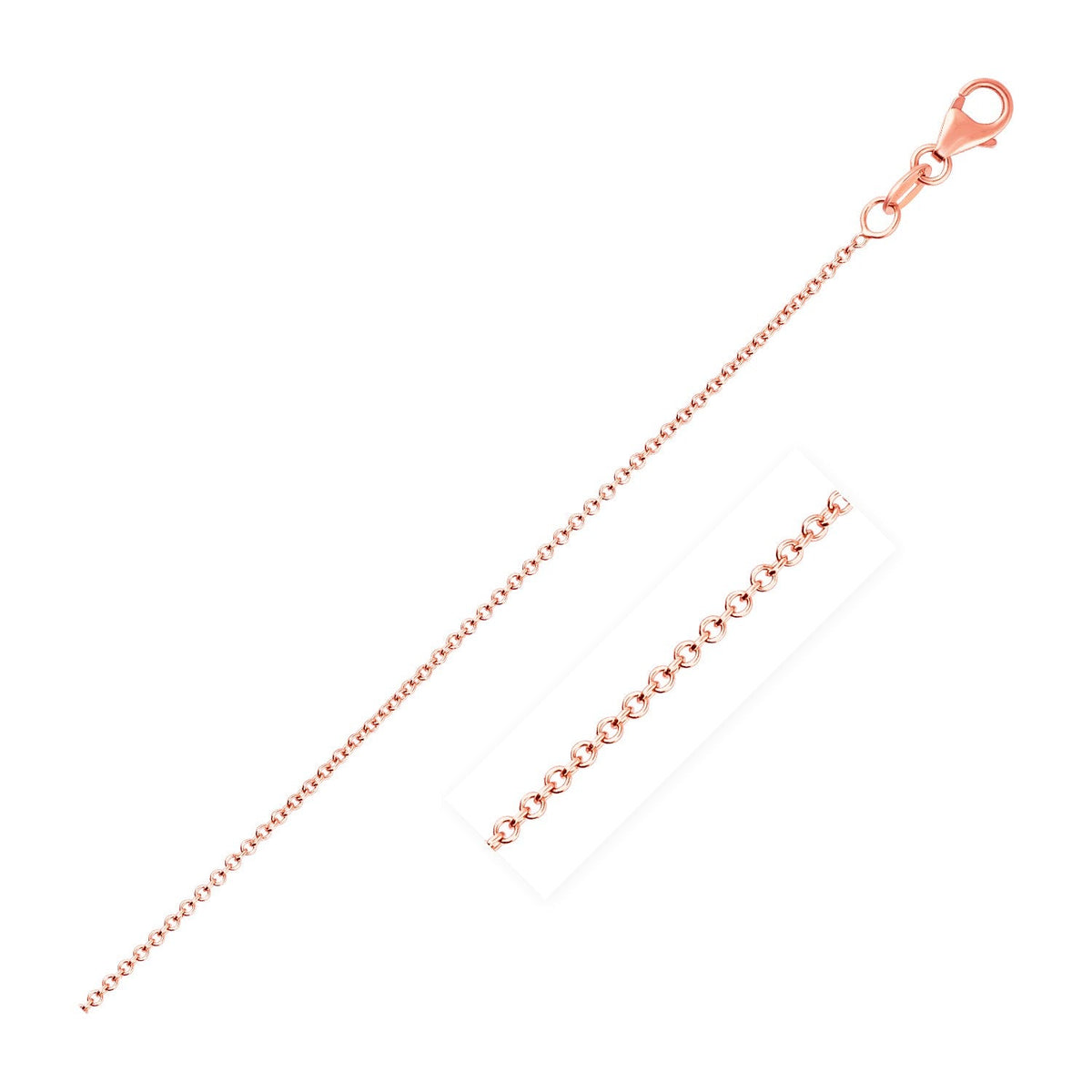 14k pink gold round cable link chain, 1.10mm, Avera Group