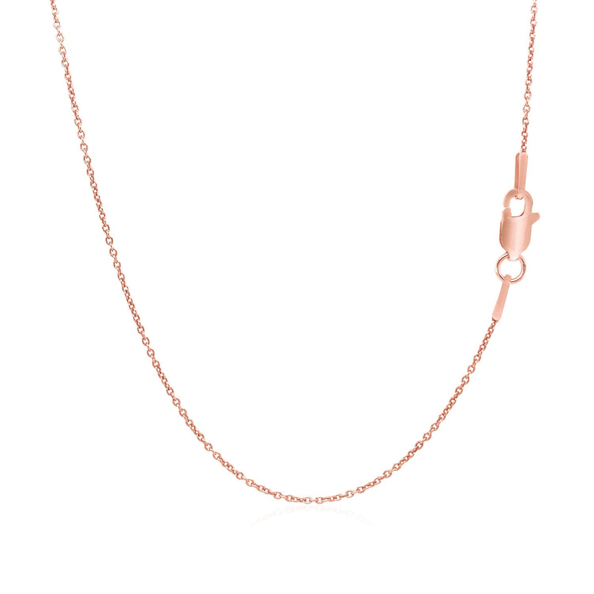 14k pink gold round cable link chain, 1.10mm, Avera Group, view 3