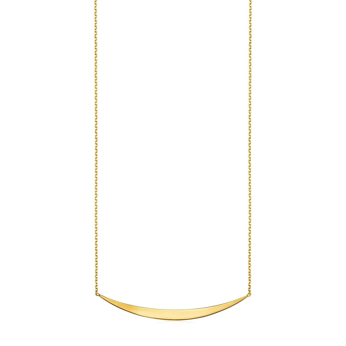 14k yellow gold necklace with polished curved bar pendant by Avera Group