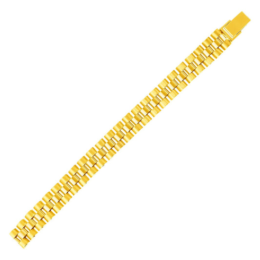 14k yellow gold men's panther link bracelet, 9.3mm by Avera Group