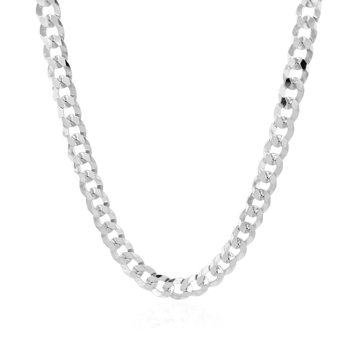 Rhodium Plated 5.6mm Sterling Silver Curb Style Chain by Avera Group