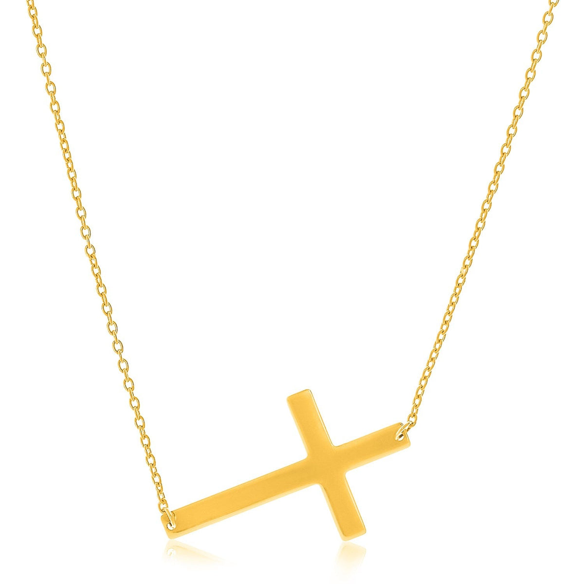 14k yellow gold flat cross necklace between cable chains by Avera Group