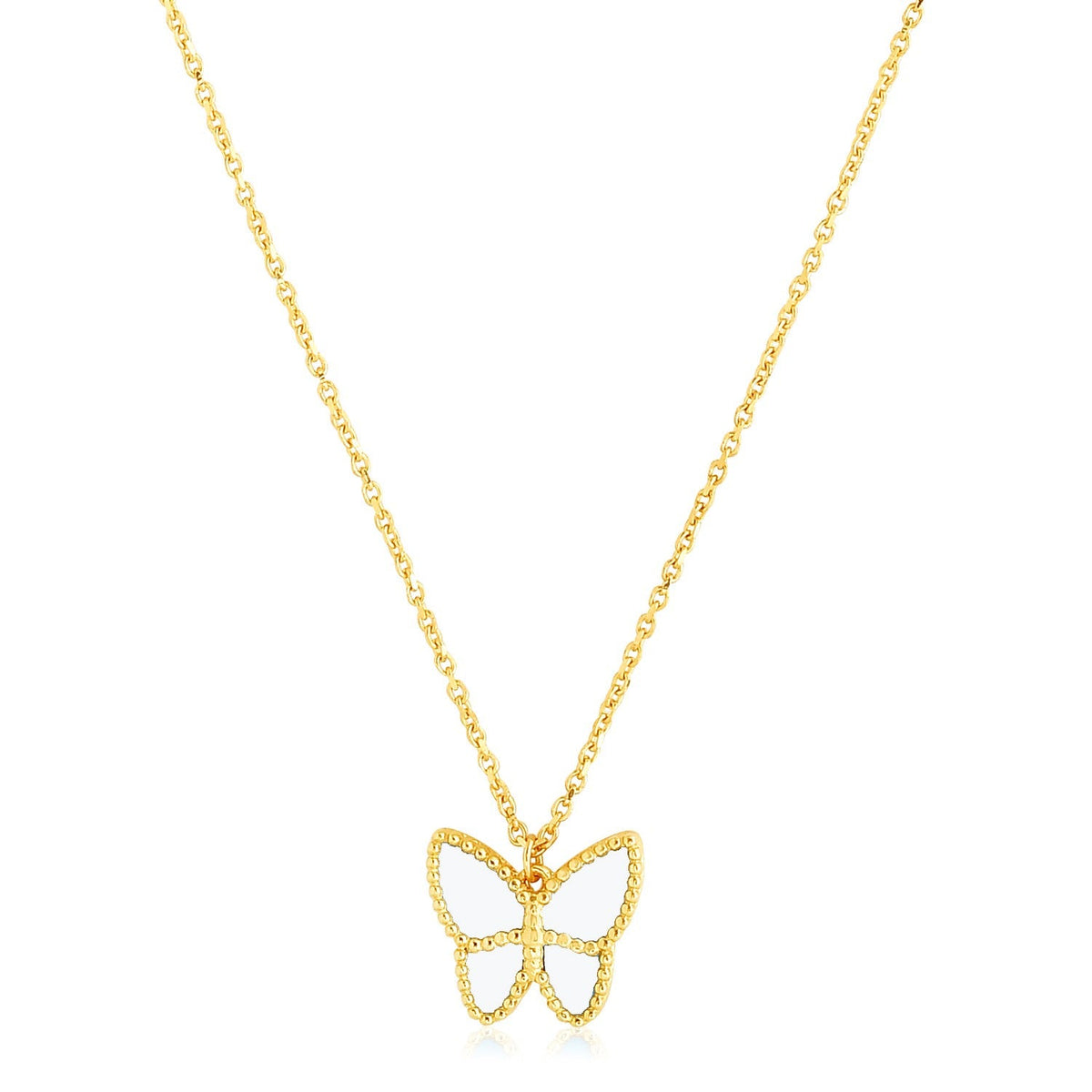 14k yellow gold butterfly necklace with pearl paste by Avera Group