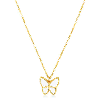 14k yellow gold butterfly necklace with pearl paste by Avera Group