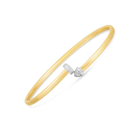 14k two-tone gold diamond hardware bangle by Avera Group