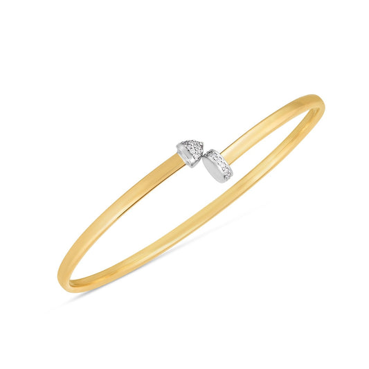 14k two-tone gold diamond hardware bangle by Avera Group, view 2