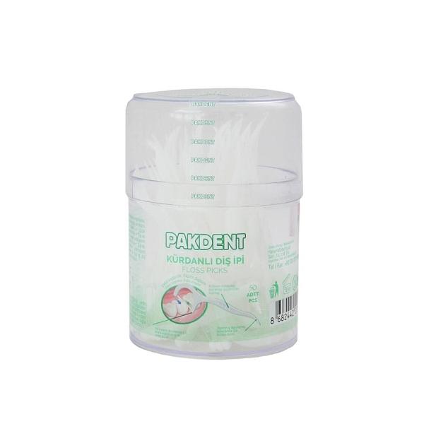 Pakdent Dental Floss Picks with Toothpick End 50 Count by Beauty Care Bag