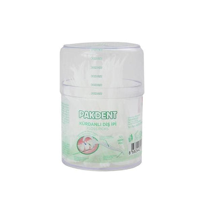 Pakdent Dental Floss Picks with Toothpick End 50 Count by Beauty Care Bag