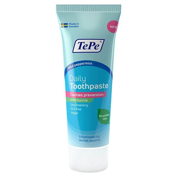 TePe Daily Toothpaste - Fluoride, Vegan, SLS-Free, Mild Mint Flavor, 75ml by Beauty Care Bag