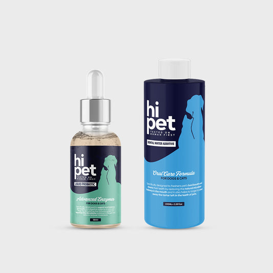 HiPet Dental Care Set, Oral Care Water + Liquid Probiotic, 2-Piece Bundle by Beauty Care Bag