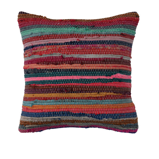 Woven Recycled Cotton Chindi Pillow by Rust & Cinder