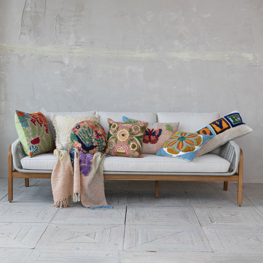 Tufted & Embroidered Butterfly & Insect Woven Thow Pillow by Rust & Cinder
