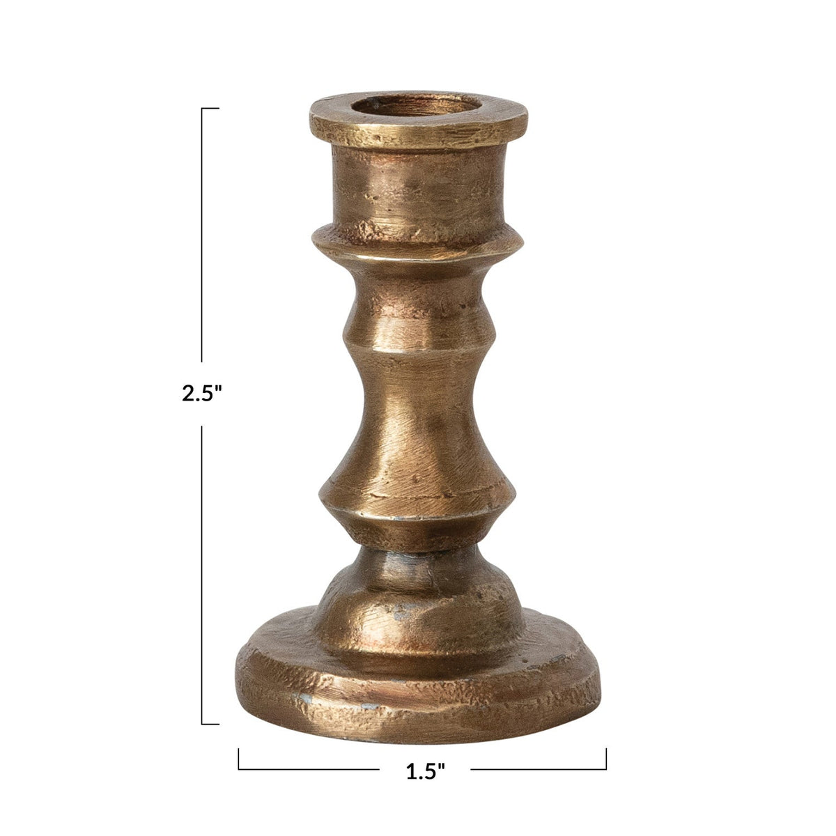 Antique Brass Mini Taper Candle Holder by Rust & Cinder
