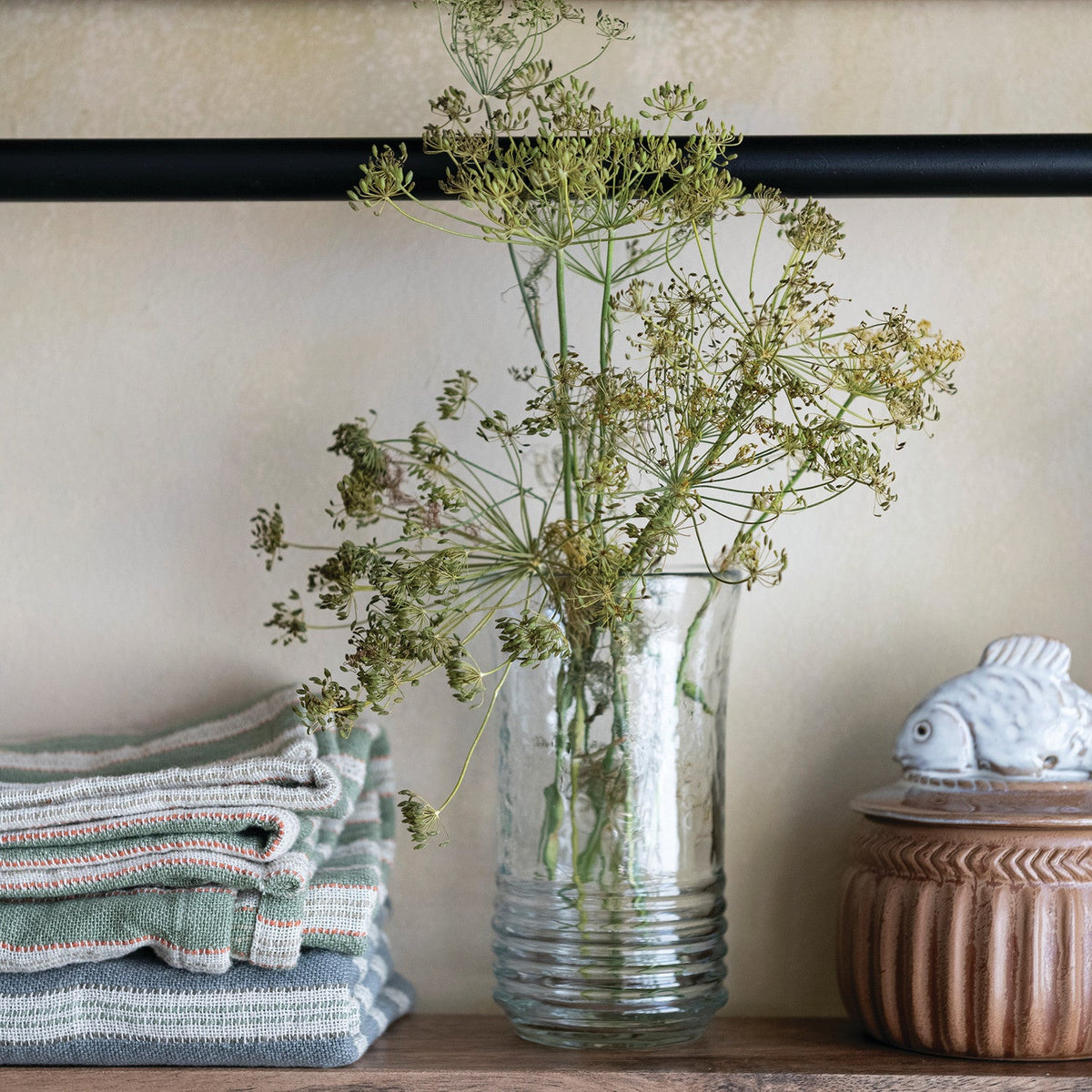 Hand-Blown Ribbed Drinking Glass by Rust & Cinder