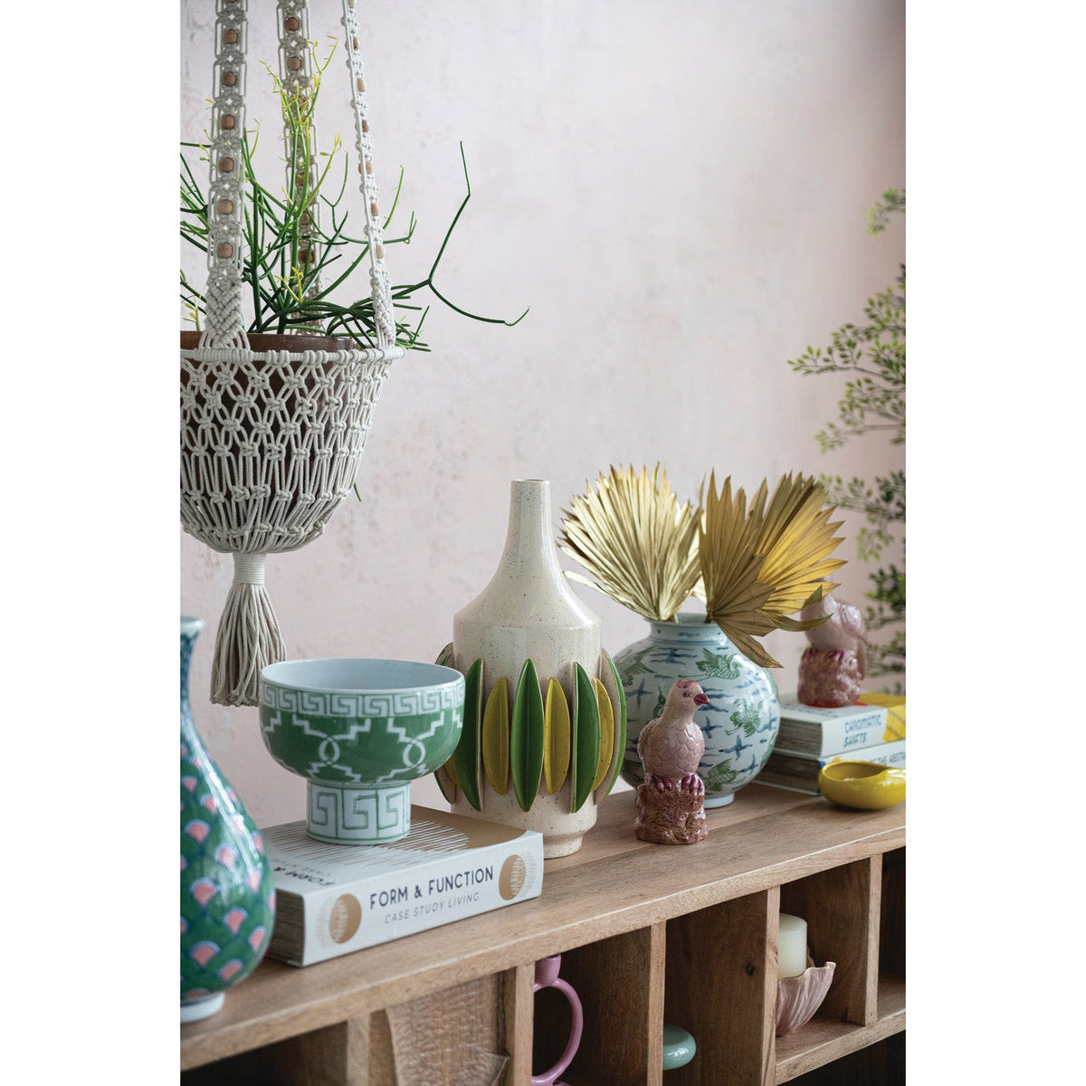 Cotton Macrame Plant Hanger with Wood Beads & Tassel by Rust & Cinder