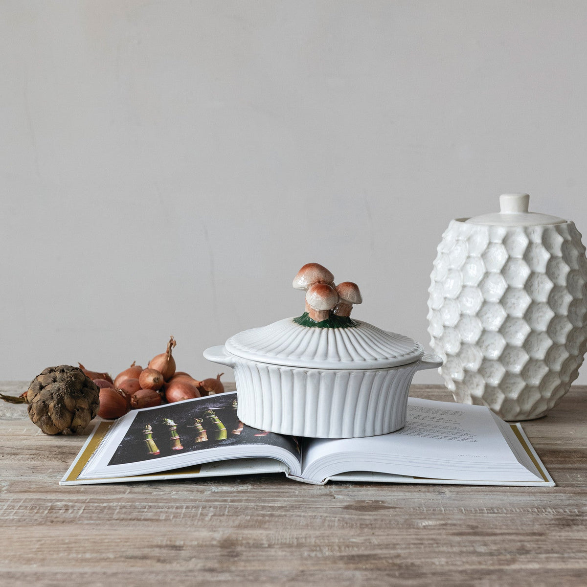 Mushroom Lid Ceramic Fluted Baker by Rust & Cinder