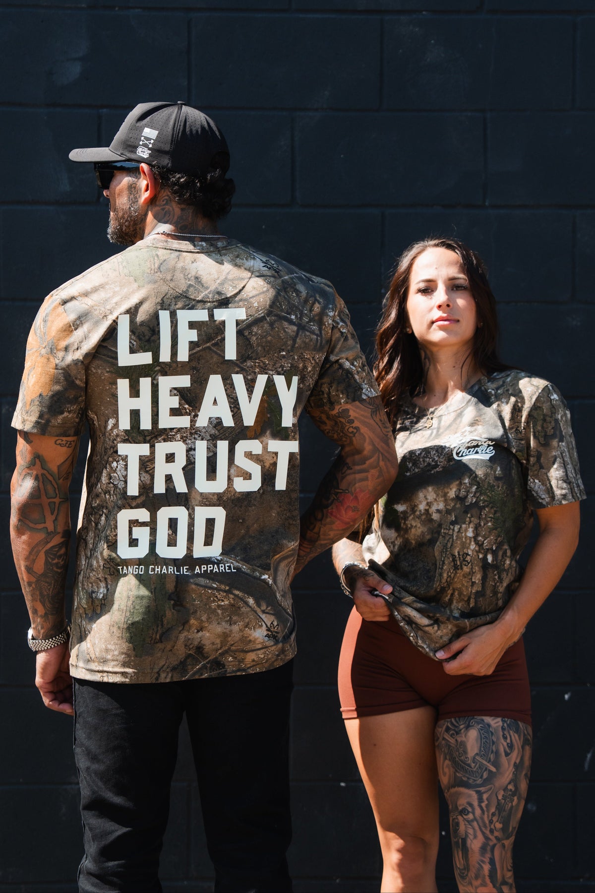 Lift Heavy. Trust God. - Realtree Premium Camo Tee by Tango Charlie Apparel