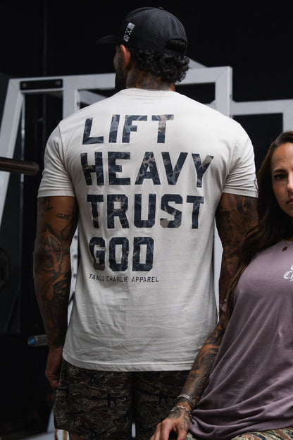 Lift Heavy. Trust God. - Tee by Tango Charlie Apparel